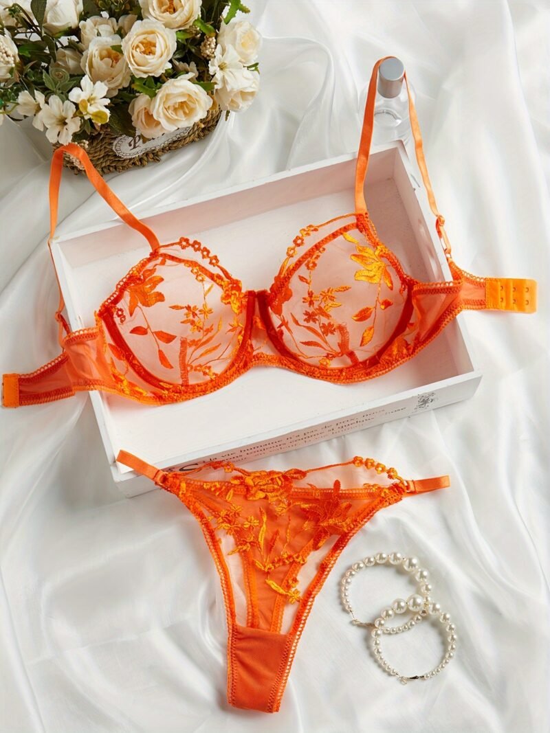 Lace embroidery cross-border hot selling style gathered cut-out see-through tutu sexy lingerie set 8002
