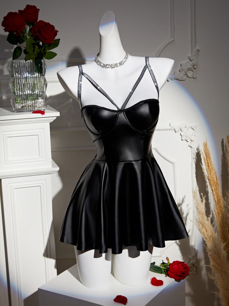 Sexy Nightclub Uniform Seduction Reflective Strap Leather Tight Erotic Lingerie 7133